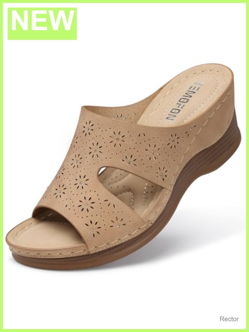 Women's Wedge Sandals Comfortable Lightweight Faux Leather Open Toe Slip On
